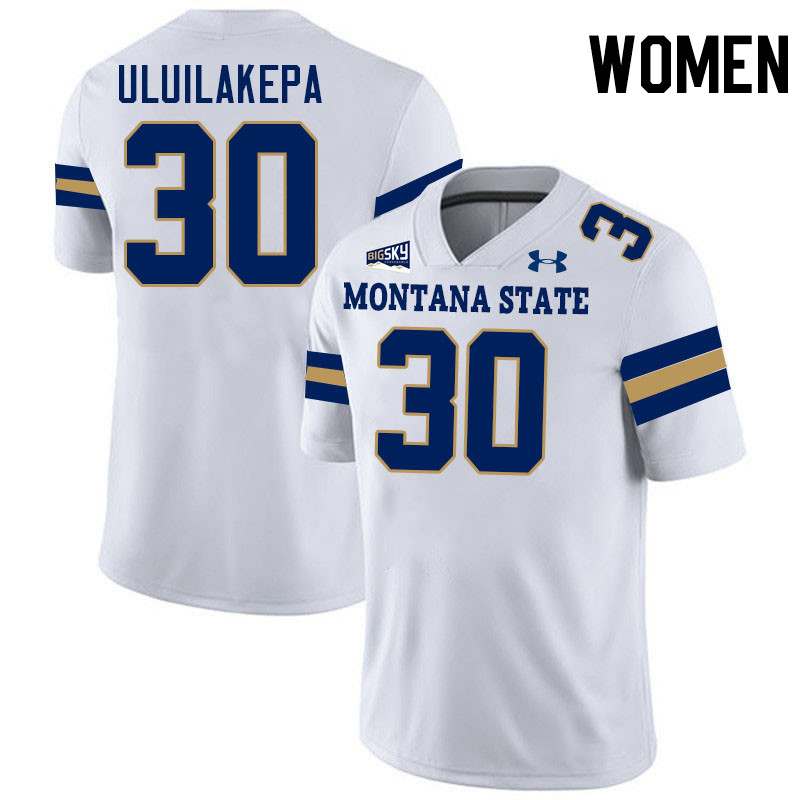 Women #30 Danny Uluilakepa Montana State Bobcats Jerseys Football Stitched-White